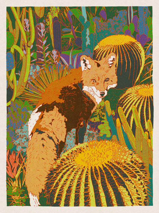 Fox and Cacti 18"x24" Print