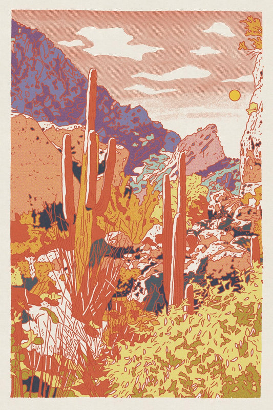 Red Cacti Desert 24"x36" Print