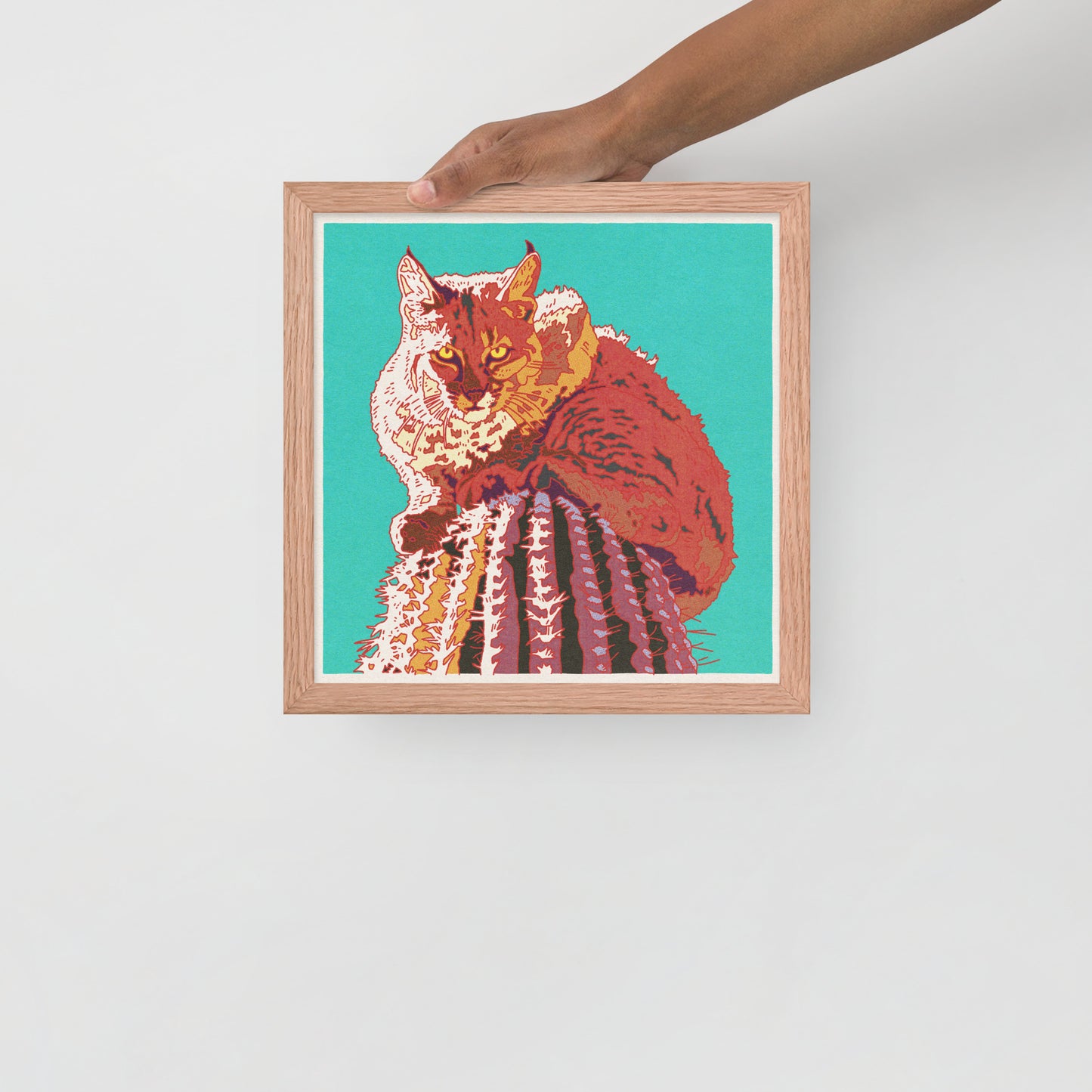 Bobcat Cactus Framed Print